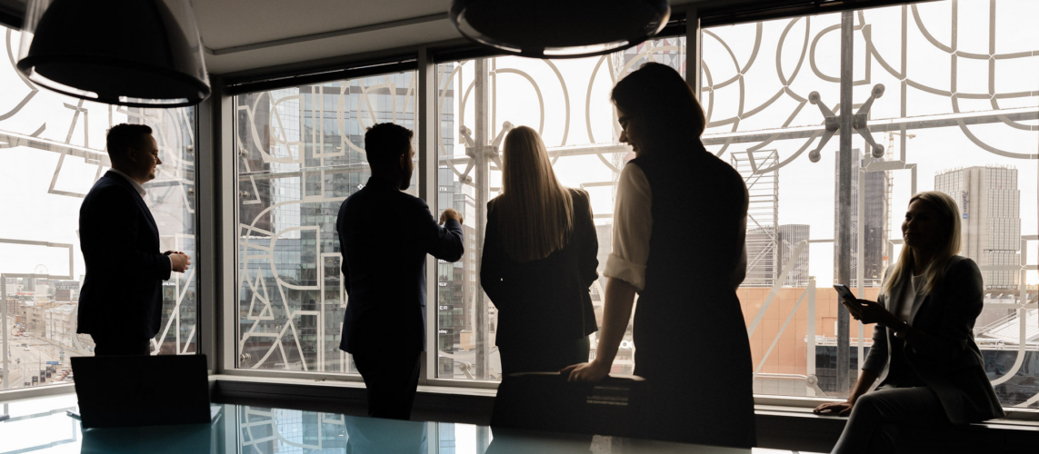 people checking the view from Widen office